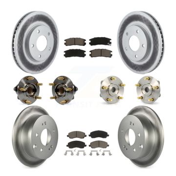 Front Rear Hub Bearing Coated Disc Brake Rotors And Pads Kit (10Pc) For Mitsubishi Galant KBB-120938