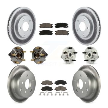 Front Rear Hub Bearing Coated Brake Rotor Pads Kit (10Pc) For 2010-2012 Mitsubishi Galant KBB-120939