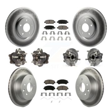 Front Rear Hub Bearing Coat Brake Rotor Pads Kit (10Pc) For Nissan Juke Nismo RS with AWD KBB-120963