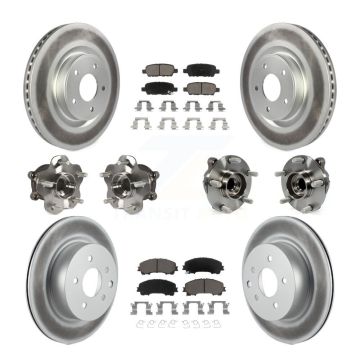 Front Rear Hub Bearing Coated Brake Rotor Pads Kit (10Pc) For 2016-2017 INFINITI QX50 RWD KBB-120972