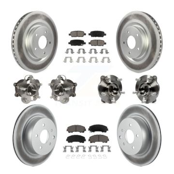Front Rear Hub Bearing Coated Brake Rotor Pads Kit (10Pc) For 2016-2017 INFINITI QX50 AWD KBB-120973