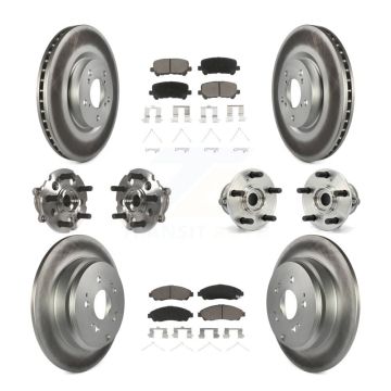 Front Rear Hub Bearing Coated Brake Rotor & Pads Kit (10Pc) For Honda Pilot Acura MDX ZDX KBB-120974