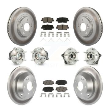 Front Rear Hub Bearing Coated Brake Rotor & Pads Kit (10Pc) For 2014-2015 Kia Sorento FWD KBB-120987