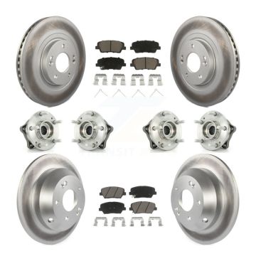 Front Rear Hub Bearing Coated Brake Rotor & Pads Kit (10Pc) For 2014-2015 Kia Sorento AWD KBB-120988