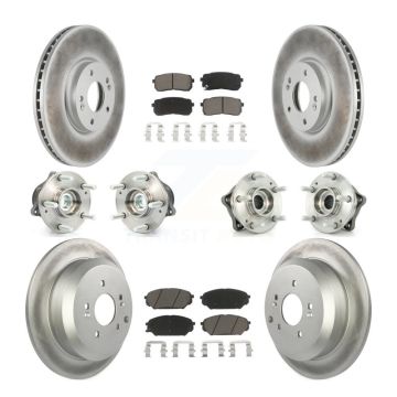 Front Rear Hub Bearing Coat Brake Rotor Pad Kit (10Pc) For 2007-2012 Hyundai Veracruz FWD KBB-120989