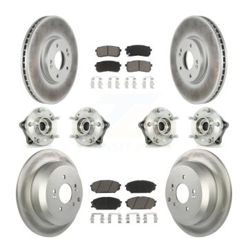Front Rear Hub Bearing Coat Brake Rotor Pad Kit (10Pc) For 2007-2012 Hyundai Veracruz AWD KBB-120990