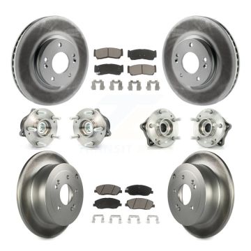 Front Rear Hub Bearing Coat Brake Rotor Pad Kit (10Pc) For 2007-2009 Hyundai Santa Fe FWD KBB-120991