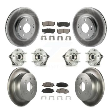 Front Rear Hub Bearing Coat Brake Rotor Pad Kit (10Pc) For 2007-2009 Hyundai Santa Fe AWD KBB-120992