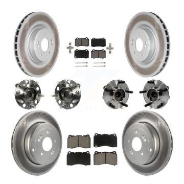 Front Rear Hub Bearing Coated Disc Brake Rotor & Pad Kit (10Pc) For Hyundai Genesis Coupe KBB-120993