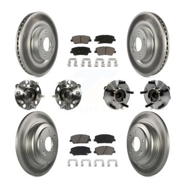 Front Rear Hub Bearing Coated Disc Brake Rotor & Pad Kit (10Pc) For Hyundai Genesis Coupe KBB-120994