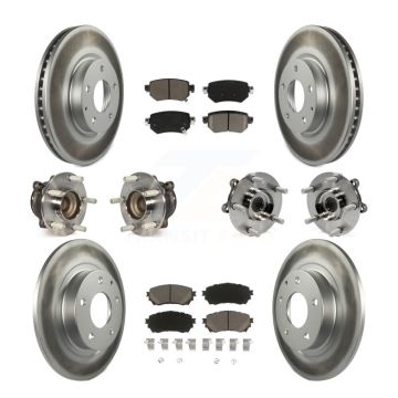 Front Rear Hub Bearing Coated Disc Brake Rotors And Pads Kit (10Pc) For 2016-2018 Mazda 6 KBB-121003