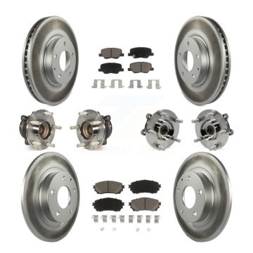 Front Rear Hub Bearings Coated Disc Brake Rotors And Ceramic Pads Kit (10Pc) For Mazda 6 KBB-121006