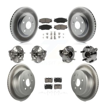 Front Rear Hub Bearing Coated Brake Rotor Pad Kit (10Pc) For 10-13 Lexus IS250 C with RWD KBB-121009