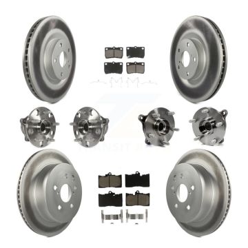 Front Rear Hub Bearing Coated Disc Brake Rotors And Pads Kit (10Pc) For Lexus GS350 IS350 KBB-121014