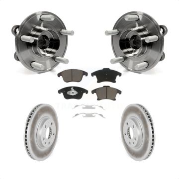 Front Hub Bearing Assembly Coated Disc Brake Rotor & Pads Kit For Ford Fusion Lincoln MKZ KBB-121032