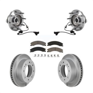 Front Hub Bearing Coat Brake Rotor Pad Kit For GMC Sierra 3500 HD Chevrolet Silverado 4WD KBB-121051