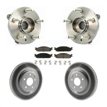 Front Hub Bearing Assembly Coated Disc Brake Rotor And Pads Kit For 2009-2010 Lincoln MKS KBB-121119