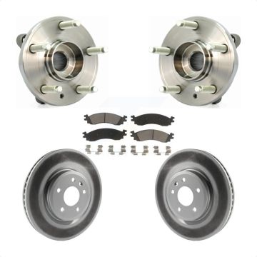 Front Hub Bearing Assembly Coated Disc Brake Rotor Pads Kit For 2010-2012 Ford Taurus SHO KBB-121120
