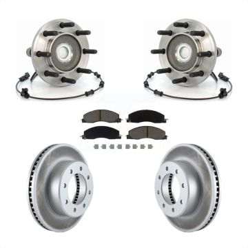 Front Hub Bearing Assembly Coated Disc Brake Rotor & Pads Kit For Dodge Ram 2500 3500 RWD KBB-121137
