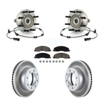 Front Hub Bearing Assembly Coated Disc Brake Rotor & Pads Kit For Dodge Ram 2500 3500 4WD KBB-121138
