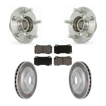 Front Hub Bearing Coated Brake Rotor & Pads Kit For Dodge Chrysler 300 Charger Challenger KBB-121154