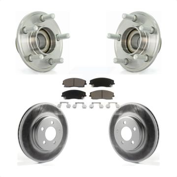 Front Hub Bearing Coated Brake Rotor & Pads Kit For Dodge Chrysler 300 Charger Challenger KBB-121156