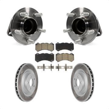 Front Hub Bearing Assembly Coated Disc Brake Rotor & Pad Kit For Dodge Challenger Charger KBB-121166