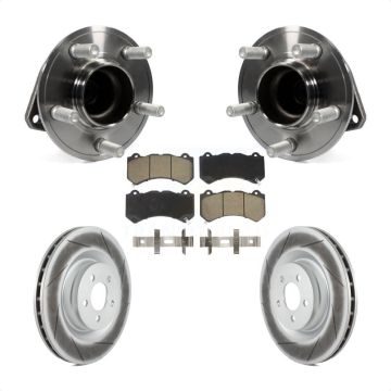 Front Hub Bearing Assembly Coated Disc Brake Rotor & Pad Kit For Dodge Challenger Charger KBB-121167