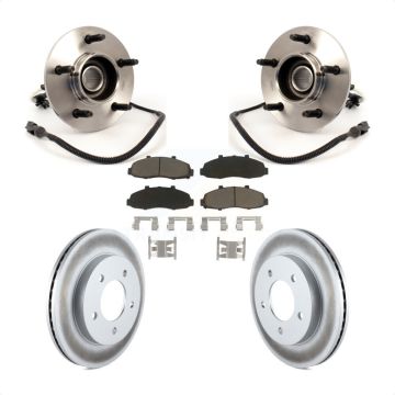 Front Hub Bearing Assembly Coated Brake Rotor Pad Kit For Ford F-150 4WD with 4-Wheel ABS KBB-121171