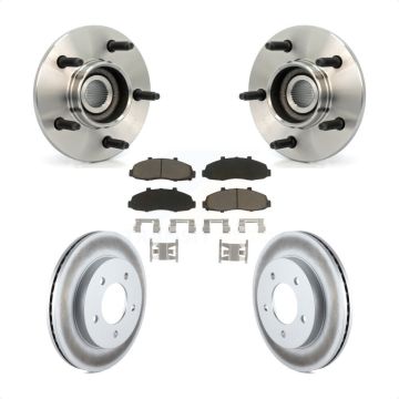 Front Hub Bearing Assembly Coated Brake Rotor Pad Kit For Ford F-150 4WD with 2-Wheel ABS KBB-121172