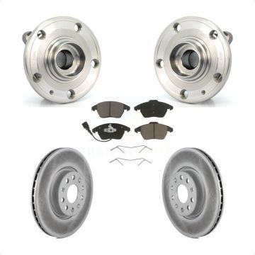 Front Hub Bearing Coat Brake Rotor Pad Kit For Volkswagen Jetta Beetle Audi GTI Eos CC A3 KBB-121175