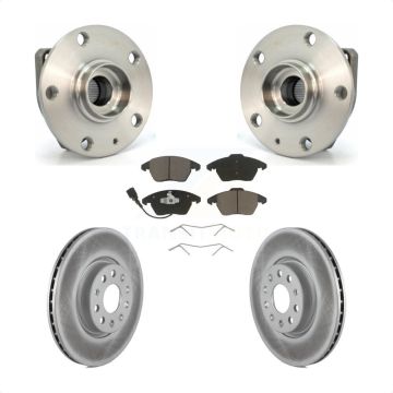 Front Hub Bearing Coated Brake Rotor & Pads Kit For Volkswagen GTI 3 Bolt Mounting Flange KBB-121185