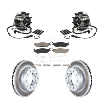 Front Hub Bearing Coated Brake Rotor & Pads Kit For 2005-2010 Ford F-550 Super Duty 4 X KBB-121198