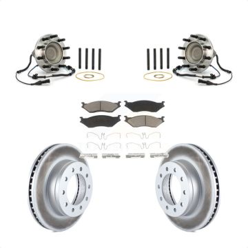 Front Hub Bearing Assembly Coated Brake Rotor And Pad Kit For Ford F-550 Super Duty F-450 KBB-121199