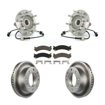Front Hub Bearing Coated Brake Rotor Pads Kit For Chevrolet GMC Sierra 3500 Silverado RWD KBB-121233