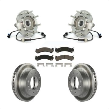 Front Hub Bearing Coated Brake Rotor Pads Kit For Chevrolet GMC Sierra 3500 Silverado RWD KBB-121234