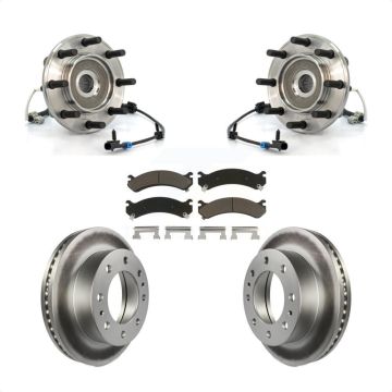 Front Hub Bearing Coated Brake Rotor Pads Kit For GMC Sierra 3500 Chevrolet Silverado 4WD KBB-121235