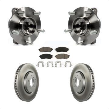 Front Hub Bearing Assembly Coated Disc Brake Rotor & Pads Kit For INFINITI FX35 FX37 FX45 KBB-121279