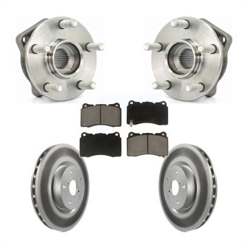 Front Hub Bearing Assembly Coated Brake Rotor & Pads Kit For 2014 Subaru WRX Limited Base KBB-121287