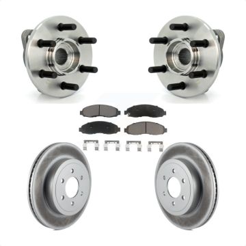 Front Hub Bearing Coated Brake Rotor Pads Kit For 03-04 Dodge Dakota 4WD with 2-Wheel ABS KBB-121326