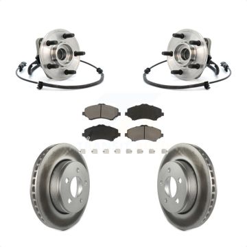 Front Hub Bearing Assembly Coated Disc Brake Rotor & Pad Kit For Jeep Liberty Dodge Nitro KBB-121330