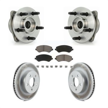Front Hub Bearing Assembly Coated Brake Rotor Pads Kit For 2002-2005 Jeep Liberty Non-ABS KBB-121332