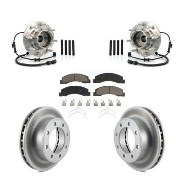 Front Hub Bearing Assembly Coated Brake Rotor & Pads Kit For 2001-2005 Ford Excursion 4WD KBB-121339