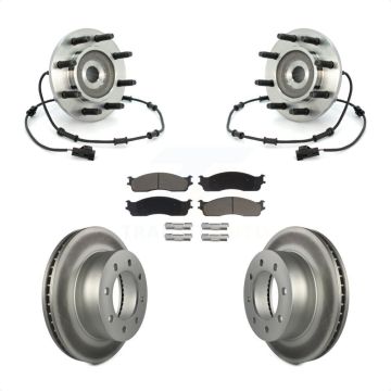 Front Hub Bearing Assembly Coat Brake Rotor Pad Kit For 2003-2005 Dodge Ram 2500 3500 4WD KBB-121401
