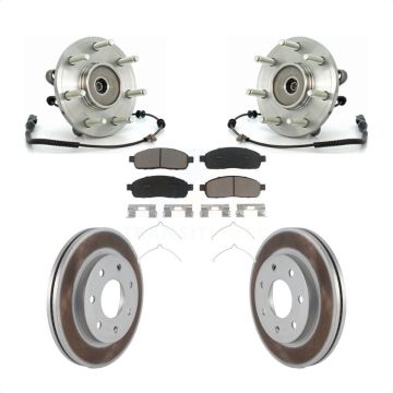 Front Hub Bearing Assembly Coated Brake Rotor Pads Kit For Ford F-150 Lincoln Mark LT 4WD KBB-121416