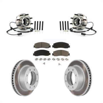 Front Hub Bearing Coated Brake Rotor And Pad Kit For 2011 Ford F-350 Super Duty F-250 4WD KBB-121431