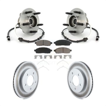 Front Hub Bearing Coated Brake Rotor And Pad Kit For 2004 Ford F-150 4WD with 4-Wheel ABS KBB-121447