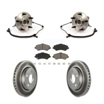 Front Hub Bearing Assembly Coated Disc Brake Rotor & Pads Kit For 2007-2010 Jeep Wrangler KBB-121510