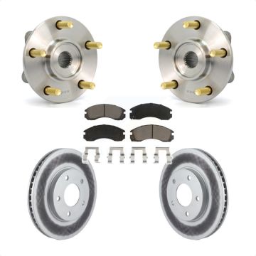 Front Hub Bearing Assembly Coated Brake Rotor & Pads Kit For 2000 Mitsubishi Eclipse 3.0L KBB-121518