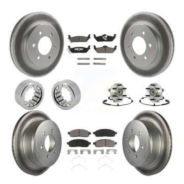 Front Rear Hub Bearing Coat Brake Rotor Pad Shoe Kit (10Pc) For 06-08 Lincoln Mark LT 4WD KBB-121579